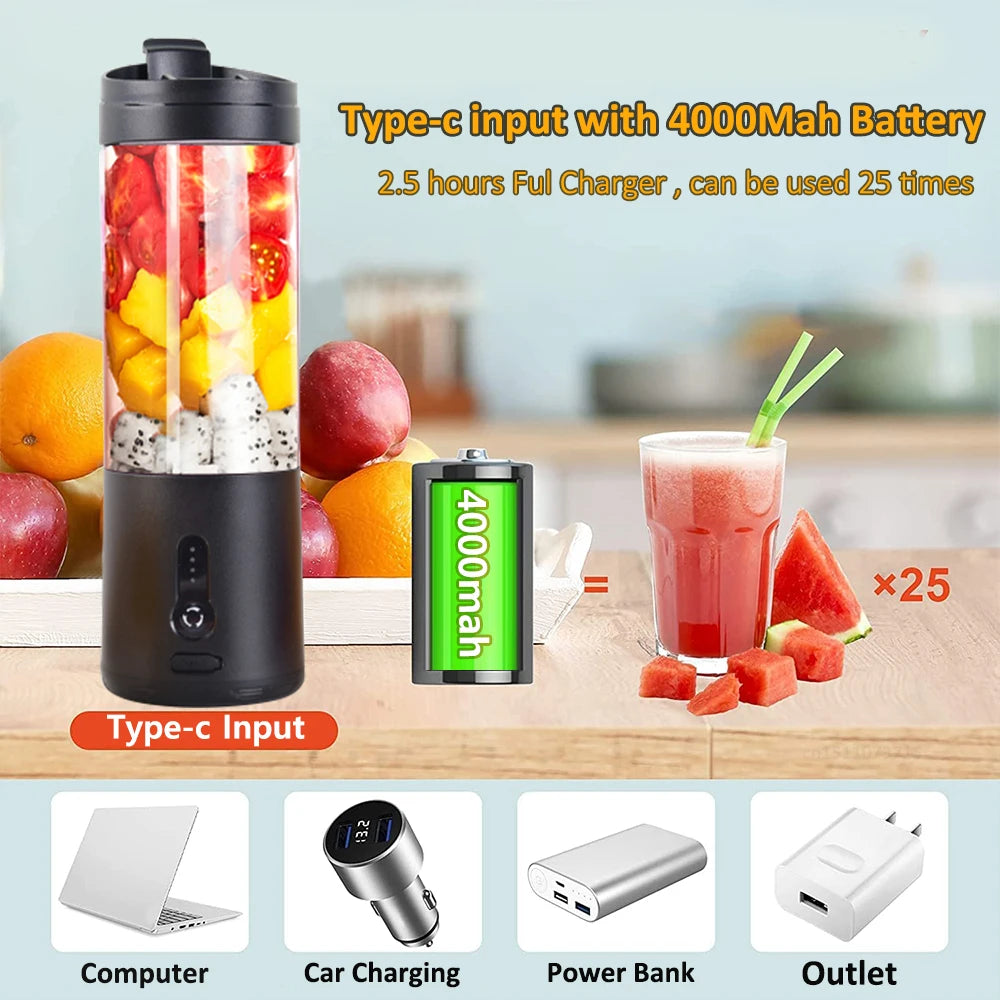 sahll_01
Mini Portable Blender Electric Fruit Juicer Smoothie Orange Fresh Juice Blender Multifunction Rechargeable Portable Juicer Mixer