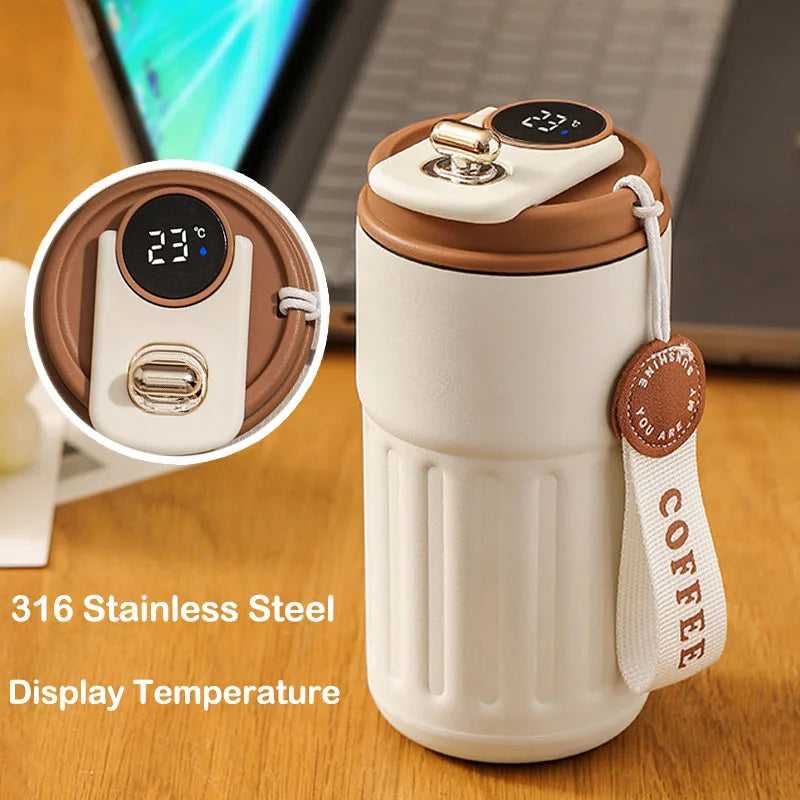 Thermos cup
450ml Thermos Bottle Smart Display Temperature 316 Stainless Steel Vacuum Cup Office Coffee Cup Business Portable Thermal Mug